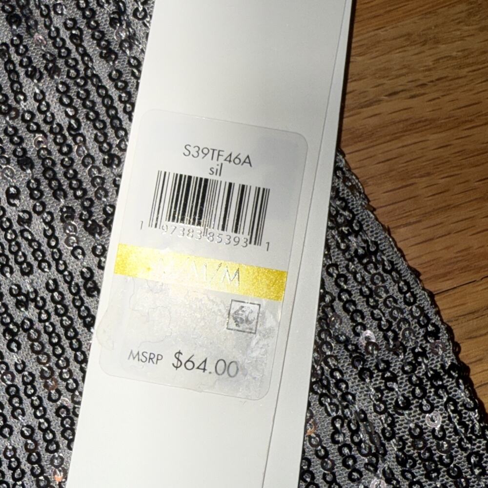 Calvin Klein Women's Sequin Strappy Camisole Silver Size Medium MSRP $64 NEW NWT - Picture 5 of 8